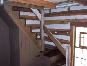 A stairway to the loft bed